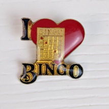 Vintage Collectible I Love Bingo Colorful Pin Back Lapel Pin Hat Pin flawed - £7.78 GBP