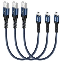 Usb C Short Cable - 3 Pack 1Ft Fast Charging Braided Type C To Usb A Cor... - £15.12 GBP