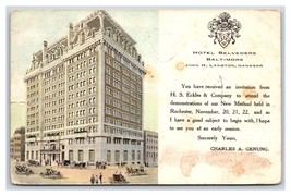 Hotel Belvedere Baltimore Maryland MD Private Mailing Card PMC Postcard N21 - £4.66 GBP