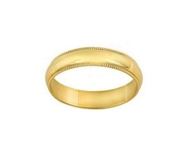14k Yellow Gold Dome Shape Shiny and Milgrain Etching Wedding Band - £315.54 GBP