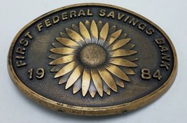 Vintage 1984 First Federal Savings Bank Newton Kansas Belt Buckle Ltd Ed #184 - £6.95 GBP