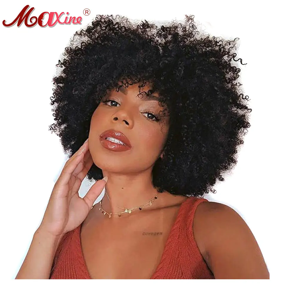 Short Curly Human Hair wigs for Black Women 10 Inch Afro Kinky Curly Wig Hum - £53.98 GBP+