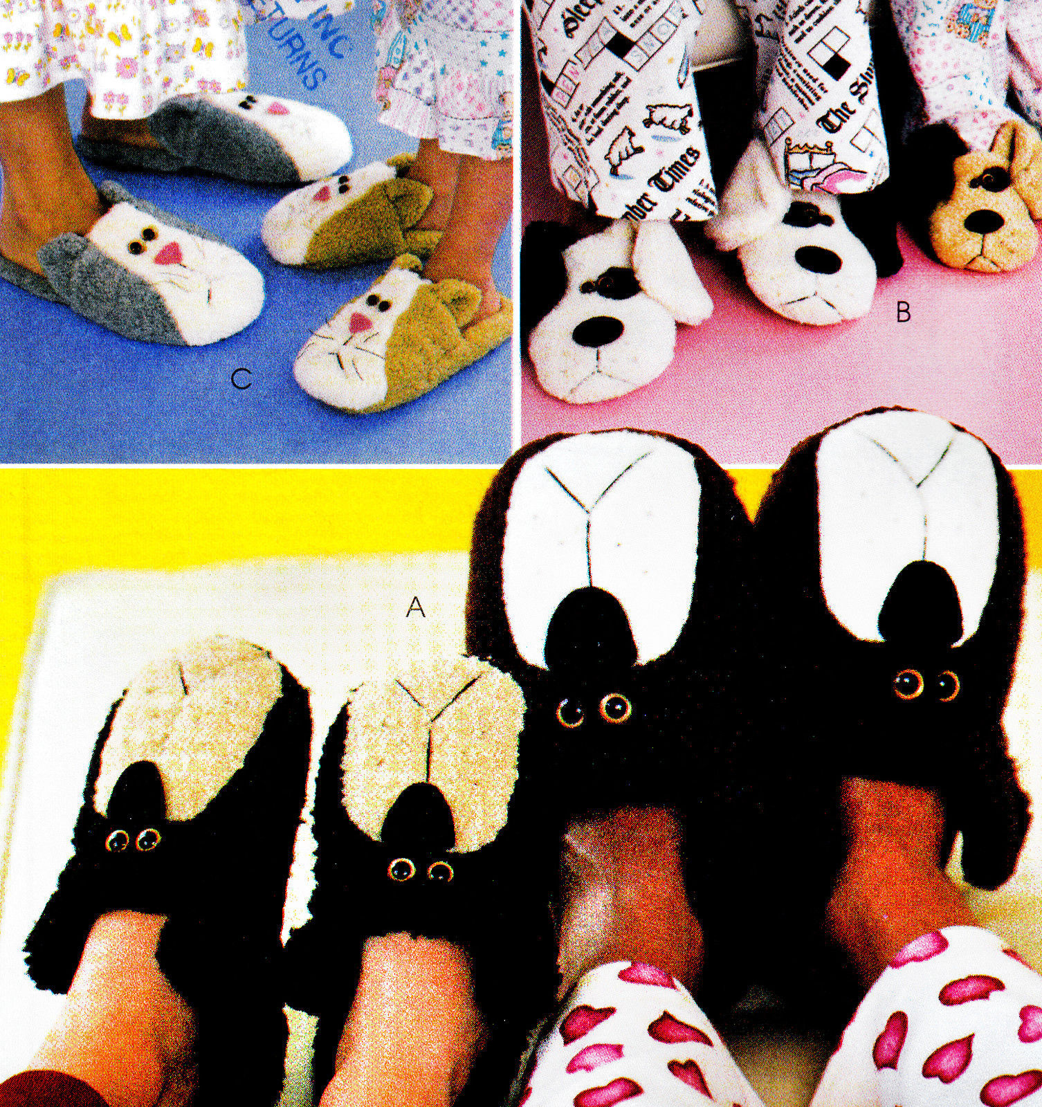 Primary image for SLIPPERS 4 KIDS & ADULTS CAT, BEARS & DOG OOP MCCALL'S 3471 PATTERN MINT UNCUT