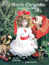 MERRIE CHRISTMAS CROCHET &amp; LACE 14&quot;  DOLL DRESS PATTERN 8409 AMERICAN SC... - £7.20 GBP