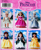 Disney Princess 18&quot; Doll Pattern Ariel Belle Snow Cinderella Simplicity 5705 - £10.35 GBP