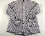 HUGO BOSS Camicia Uomo 15 1/2 34/35 Viola Bianco Grigio a Scacchi Botton... - $13.99