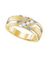 10k Yellow Gold Mens Round Diamond Wedding Anniversary Band Ring 1/4 Cttw - £720.52 GBP