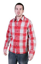 Tavik Mens Red Gray Checker Slacker Lumberjack Flannel Button Down Up Sh... - £17.29 GBP
