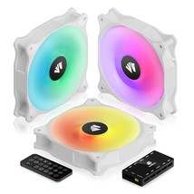 White 5V ARGB Motherboard Computer Case Fans Quiet High Airflow Adjustable Light - £43.43 GBP
