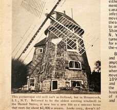 1960s Oldest Existing US Windmill Long Island NY Shinerock Article Roto ... - $19.99