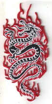 Black Dragon with Flames Embroidered Die Cut Patch NEW UNUSED #CD3334 - $7.84