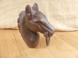 HORSE HEAD HITCHING POST W/ RING STABLE  BARN FARM RANCH EQUESTRIAN DECO... - $63.36 CAD