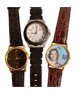 Untested Watches Lot Of 3 Nick at Night Quartz 1 Real Leather Band - $180.06 MXN