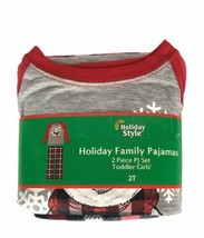 Pajamas Toddler Girl Size 2T Winter Red Plaid 2 Piece PJ Set Baby Bear NEW - £4.00 GBP