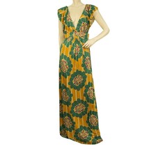 T - Bags Los Angeles Floral Yellow Teal Jersey Open Back Maxi Dress size M - $81.18