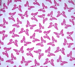 Light Pink Butterfly Cotton Fabric 2 Yards - $12.00