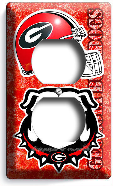 GEORGIA BULLDOGS FOOTBALL TEAM DUPLEX OUTLET WALL PLATE COVER MAN CAVE GARAGE GB