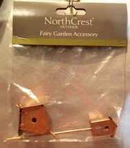 Fairy Garden Accessory Piece Set Of 2 Minature Copper Birdhouses   New .. Cute - £3.14 GBP