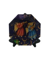 1996 Angelic Angel CATS Playing Instruments Glass Plate Purple w Moon Stars - £14.21 GBP