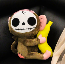 Ebros Furrybones Skeleton Pink And Brown Baby Monkey Banana Plush Toy Do... - £21.03 GBP