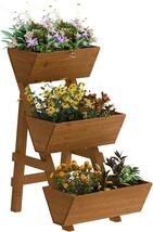 Stylish Wooden 3-Tier Raised Garden Bed with Drainage Holes for Healthy ... - $169.24