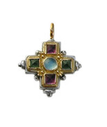  Gerochristo 5095 - Gold, Silver &amp; Stones Medieval-Byzantine Cross Pendant  - £672.56 GBP