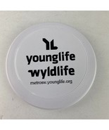 Frisbee Disc Small White Black Ribbed Edge Younglife Wyldlife Advertising - £10.68 GBP