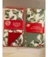 Winter holly kitchen 2 pc dish drying mat foliage floral 12x18 in green red - $16.99