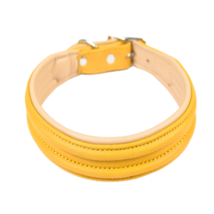 STG Genuine Leather Soft Padded Unisex Dog Collar Yellow Color Lot Of 10 Collar - £108.06 GBP