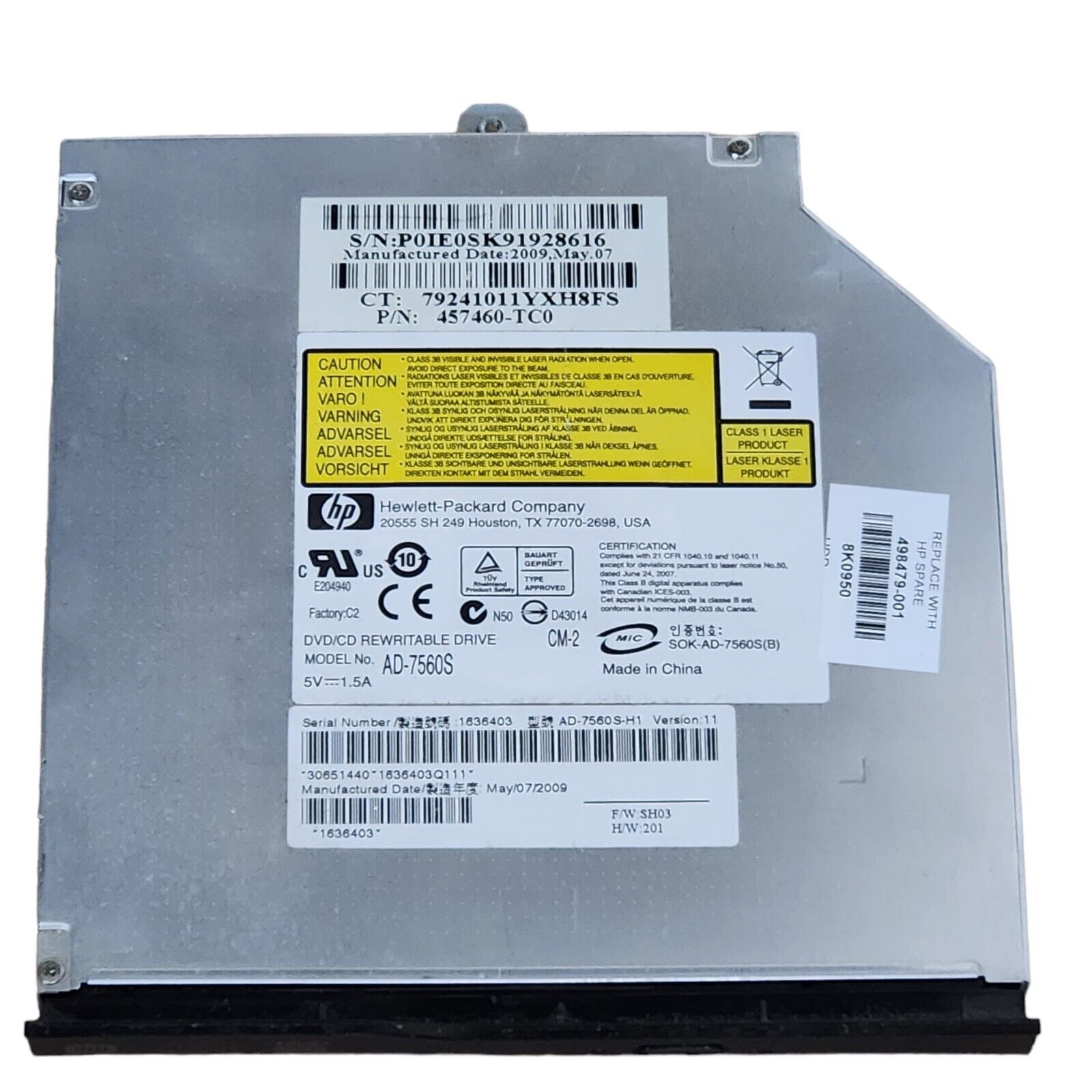 Genuine LAPTOP HP SATA CD-RW DVD±RW Multi Burner Drive AD-7560S - $10.34