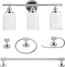 Globe Electric 51414 Freya 5-Piece All-In-One Bathroom Set: Chrome With Frosted - £94.37 GBP