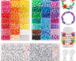 Pony Beads for Friendship Bracelet Making Kit 48 Colors 3960Pcs Kandi Be... - $38.16