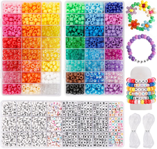 Pony Beads for Friendship Bracelet Making Kit 48 Colors 3960Pcs Kandi Beads Set, - £30.01 GBP