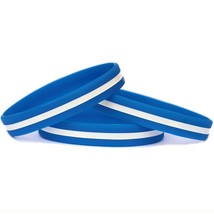 3 BLUE WRISTBANDS with Thin White Line for Emergency Medical Services - £4.65 GBP