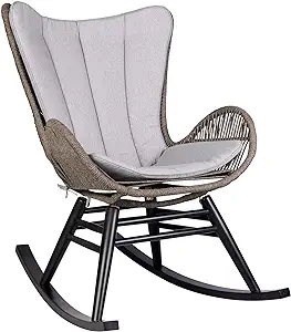 Armen Living Fanny Outdoor Patio Rocking Chair, Standard, Dark Eucalyptu... - $864.99