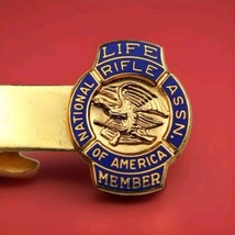 NRA Tie Clip Life Member Vintage National Rifle Association Gold Tone Enamel - £6.98 GBP