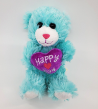 Dan Dee Teal Bear w Happy Birthday Heart Plush 7&quot; Stuffed Animal Toy B350 - £7.89 GBP