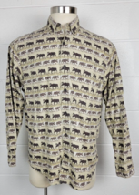 Vtg Woolrich Mens Mustang Marching Moose Print Cotton Button Front Shirt... - $21.78
