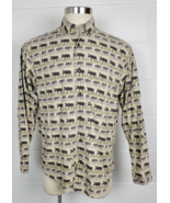 Vtg Woolrich Mens Mustang Marching Moose Print Cotton Button Front Shirt... - $21.78