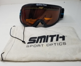 Smith Ski Goggles Amber Tint Black Frame Sport Optics Bag 1980s Imperfect Awful - £12.13 GBP