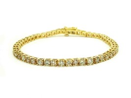 Estate 5ct tw Natural Diamond 3mm Wide Tennis Bracelet 14k Gold - £4,791.24 GBP