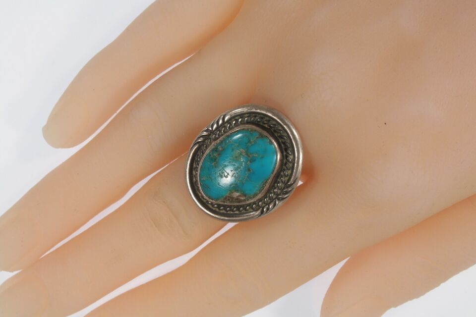 Primary image for Vintage Navajo Sterling Silver Turquoise Ring Sz 6.25