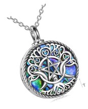 Triple Moon Goddess Necklace Sterling Silver Pentagram - £143.38 GBP