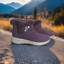 Skechers Women&#39;s Go Walk Air Cooled Goga Mat Boots W/Faux Fur 6.5 Burgun... - $39.59