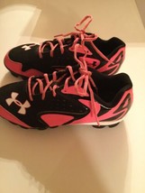 Under Armour shoes Size 5.5 baseball softball soccer cleats pink black girls  - £21.70 GBP