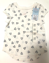 Cat and Jack Girls Cream with Black Hearts Short Sleeve T-Shirt NWT Size: 18 MO - £9.38 GBP