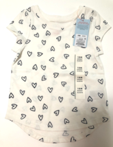 Cat and Jack Girls Cream with Black Hearts Short Sleeve T-Shirt NWT Size... - £9.56 GBP