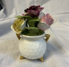 Vintage COALPORT England Bone China Bouquet of Roses 3 Legged Pot Figurine   - £6.02 GBP