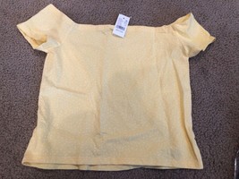 PACSUN Women&#39;s Yellow Polka Dot Crop Top Shirt, Short Sleeves, Size Medium NWT - £9.66 GBP