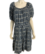 NWT Karen Kane Sand &amp; Sky Blue Print Tiered Peasant Dress SS Size 1X - $129.91 CAD